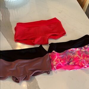 Trendy Women's Swim Shorts Set - Red, Black, Pink